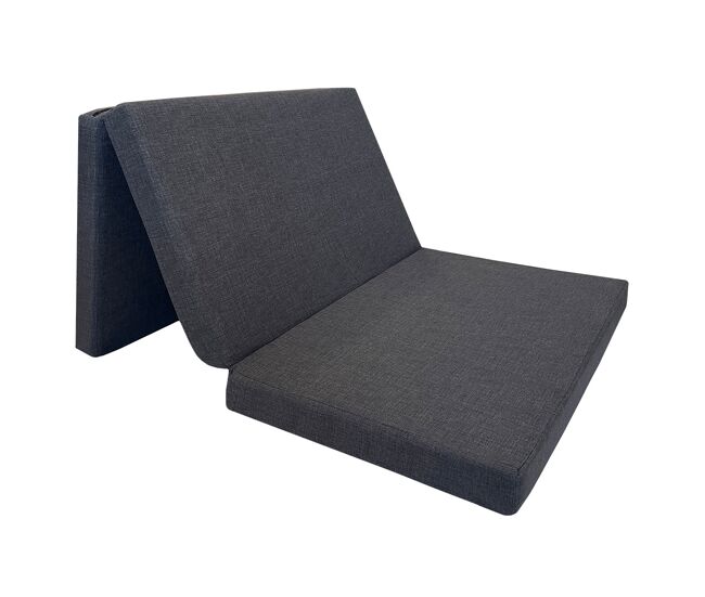 Acomoda textil – colchón plegable con espuma alta densidad y funda con cremallera gris 180x90x8 cm. colchoneta de viaje para ahorrar espacio y cama invitados cómodo y resistente.