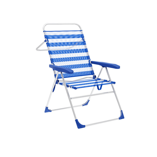 Cadeira de Campismo Acolchoada Marbueno Riscas Azul Branco 59 x 97 x 61 cm Cadeira de Campismo Acolchoada Marbueno Riscas Azul Branco 59 x 97 x 61 cm