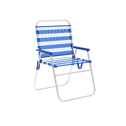 Cadeira de Campismo Acolchoada Marbueno Riscas Azul Branco 52 x 80 x 56 cm