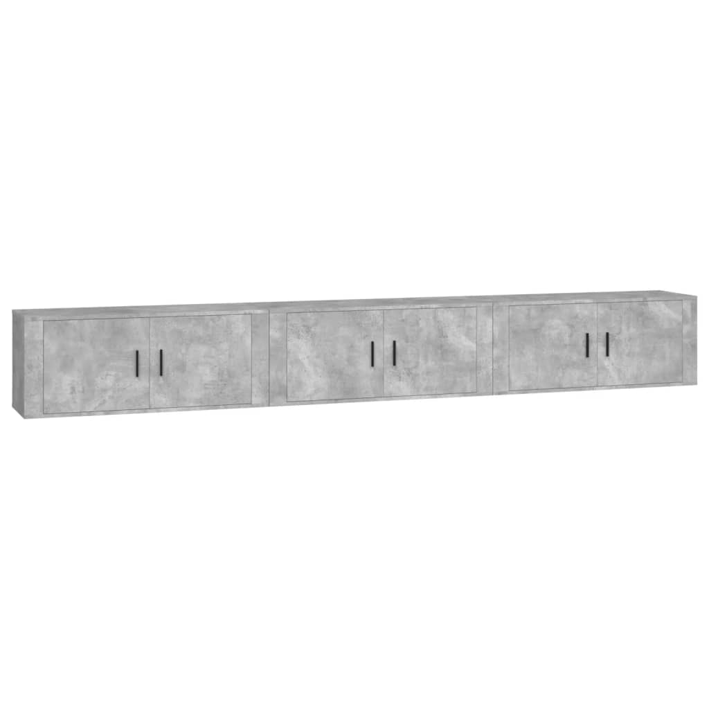 Muebles para tv de pared 3 unidades gris hormigón 100x34,5x40 cm