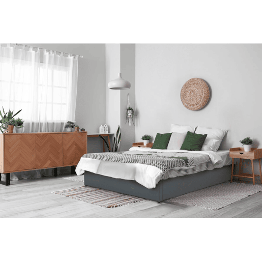 Cama de casal em PVC com caixa Ava - 140 x 190 cm - Cinza