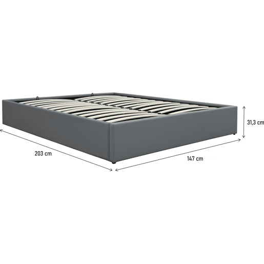 Cama de casal em PVC com caixa Ava - 140 x 190 cm - Cinza