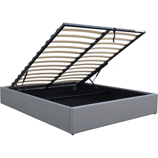 Cama de casal em PVC com caixa Ava - 140 x 190 cm - Cinza