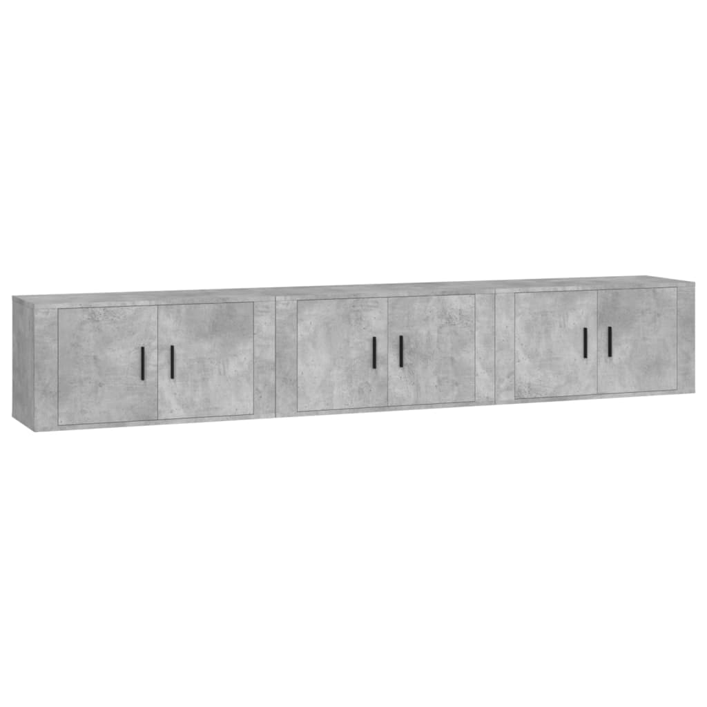 muebles para tv de pared 3 unidades gris hormigon 80x345x40 cm
