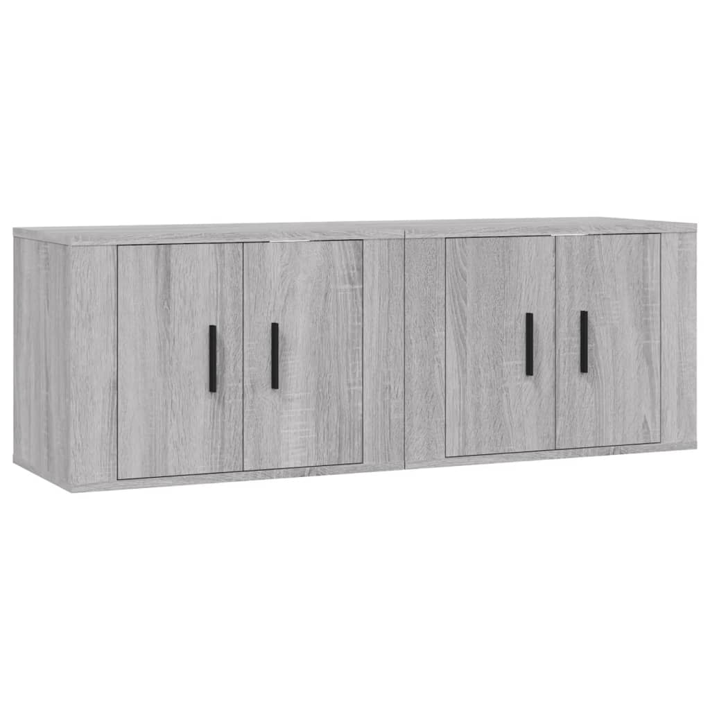 muebles para tv de pared 2 unidades gris sonoma 57x345x40 cm