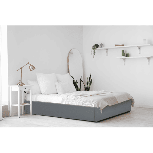 Cama de solteiro em PVC com caixa Ava - 90 x 190 cm - Cinza