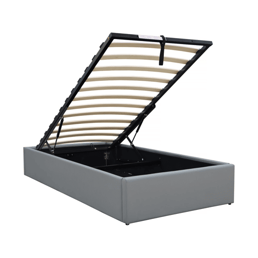 Cama de solteiro em PVC com caixa Ava - 90 x 190 cm - Cinza