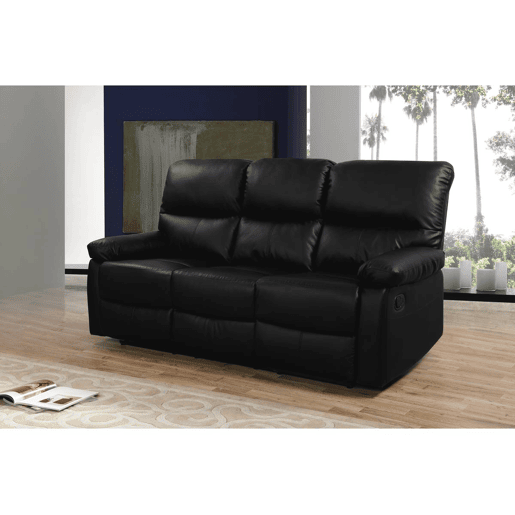 Sofá relaxante Lincoln - 197 x 89 x 103 cm - 3 lugares - Preto