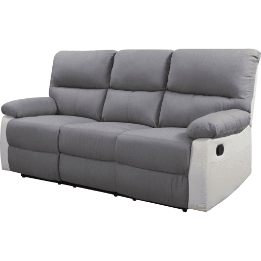 Sofá relax Lincoln - 197 x 89 x 103 cm - 3 lugares - Branco  Cinza claro