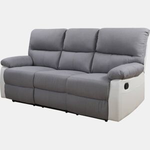Sofá relax Lincoln - 197 x 89 x 103 cm - 3 lugares - Branco Cinza claro