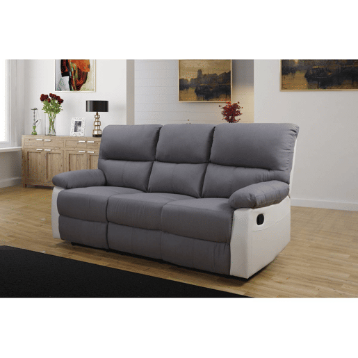 Sofá relax Lincoln - 197 x 89 x 103 cm - 3 lugares - Branco  Cinza claro