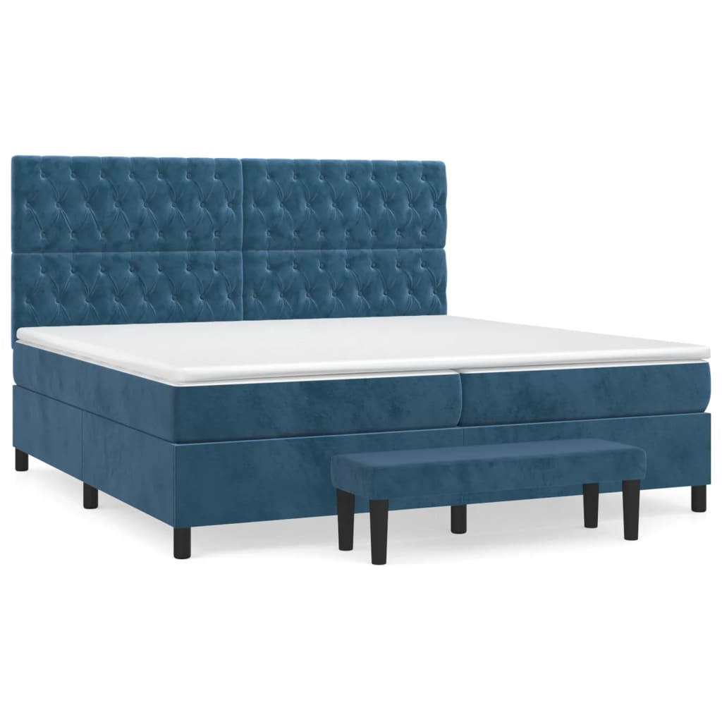 Cama box spring 200x200 Azul