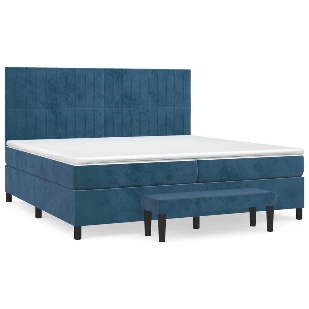 Cama box spring 200x200 Azul