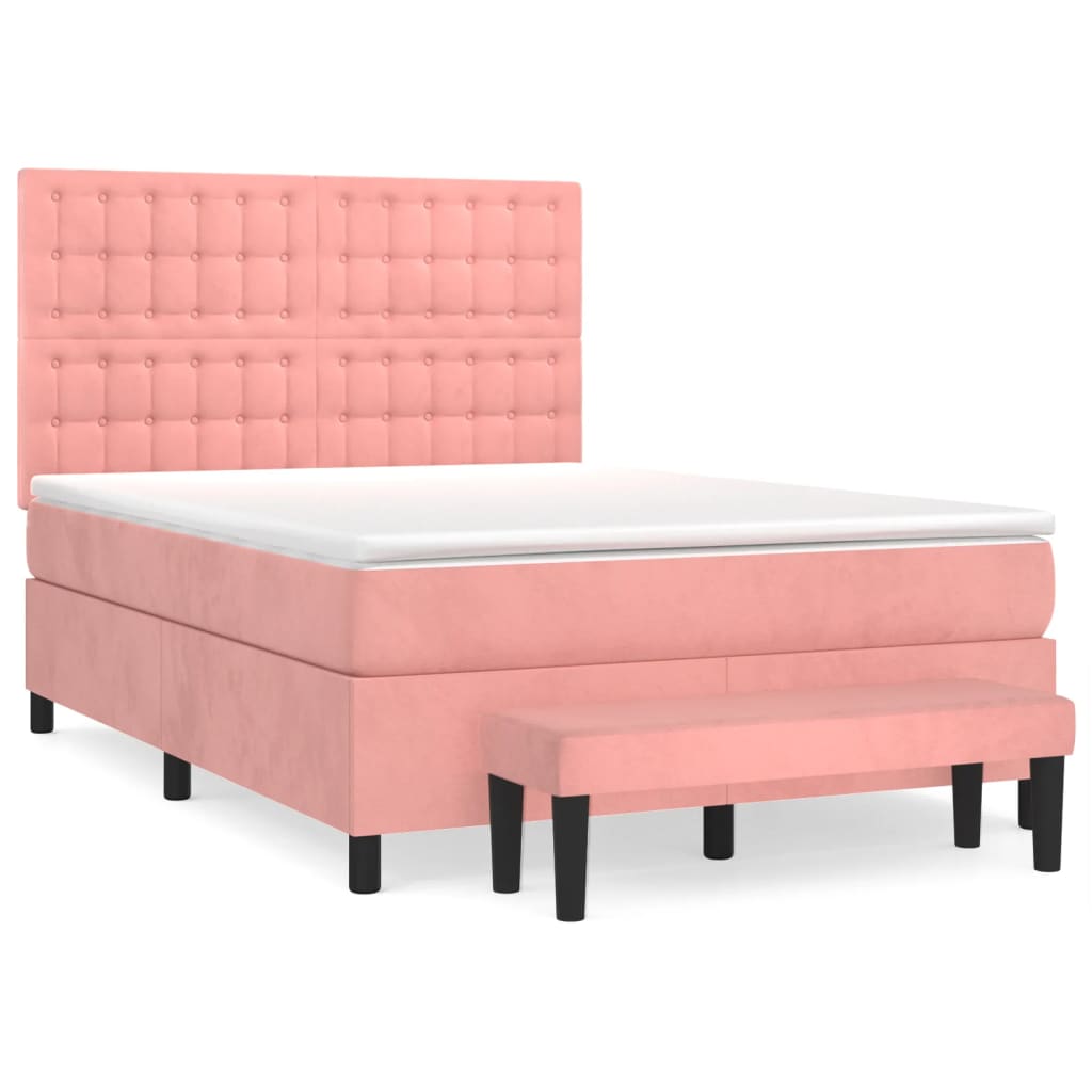 Cama box spring 140x190 Rosa