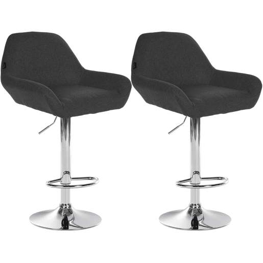 Juego de 2 taburetes de bar Braga tela Gris oscuro 52X51X89 cm Juego de 2 taburetes de bar Braga tela Gris oscuro 52X51X89 cm