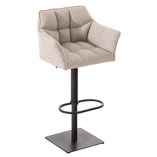 Juego de 2 taburetes de bar Damaso con tapizado de tela Marfil 45X64X88 cm