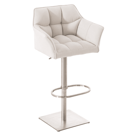 Juego de 2 taburetes de bar Damaso con tapizado de tela Blanco 45X64X88 cm