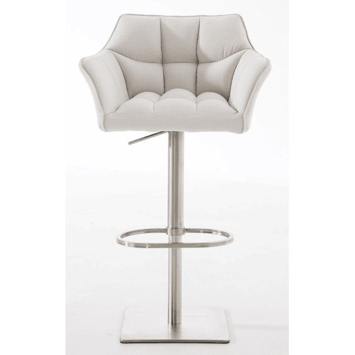Juego de 2 taburetes de bar Damaso con tapizado de tela Blanco 45X64X88 cm