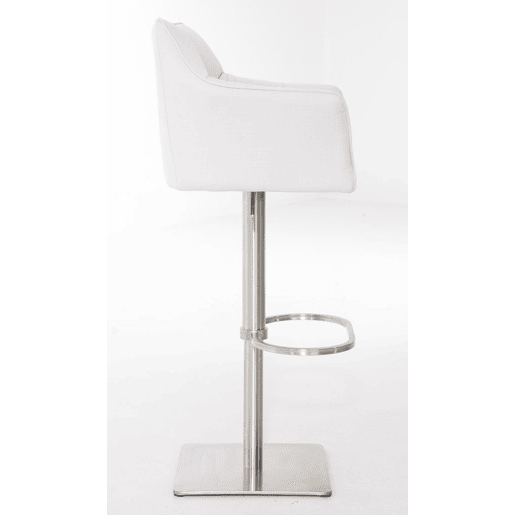 Juego de 2 taburetes de bar Damaso con tapizado de tela Blanco 45X64X88 cm