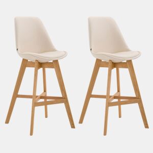 Set De 2 Taburetes Cannes En Simil Cuero Crema 56X48X112 cm