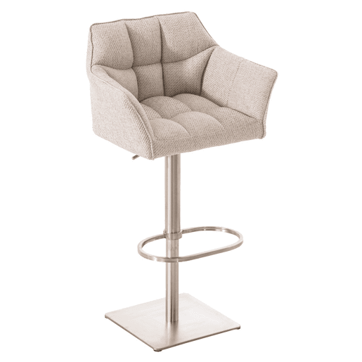 Juego de 2 taburetes de bar Damaso con tapizado de tela Marfil 45X64X88 cm
