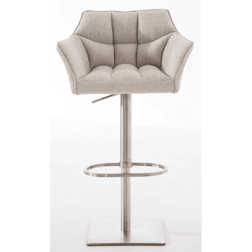 Juego de 2 taburetes de bar Damaso con tapizado de tela Marfil 45X64X88 cm