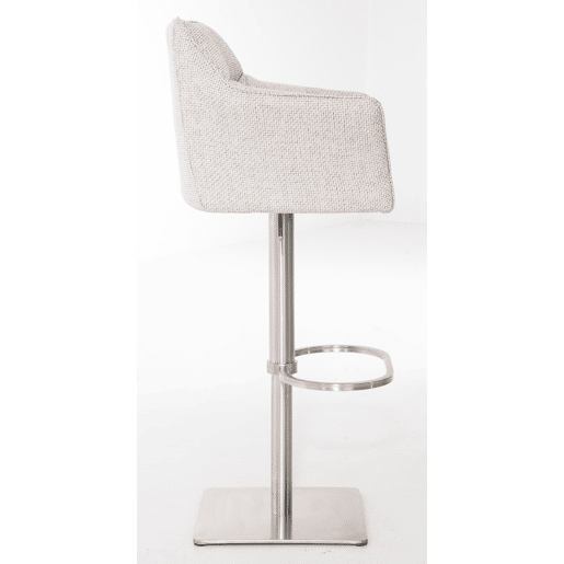 Juego de 2 taburetes de bar Damaso con tapizado de tela Marfil 45X64X88 cm