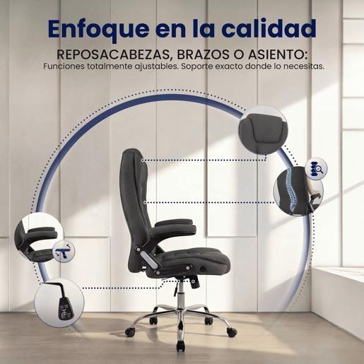 Silla de Oficina Thor de Tela Gris oscuro 78X69.5X113 cm