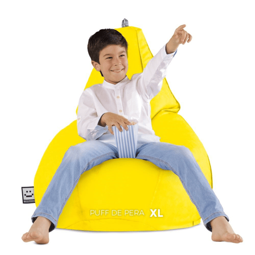 Puff Pêra Couro ecológico Amarelo XL HAPPERS
