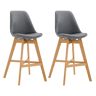 Set De 2 Taburetes Cannes En Simil Cuero Gris 56X48X112 cm