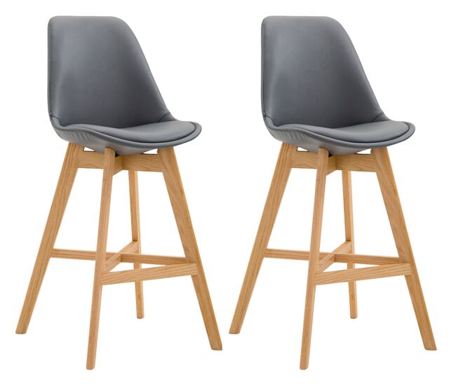 Set de 2 taburetes cannes en simil cuero 48x56x112 cm