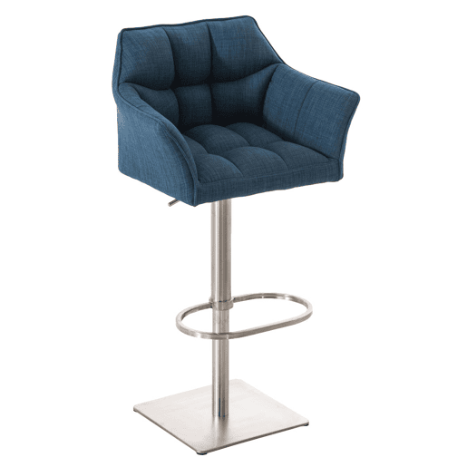 Juego de 2 taburetes de bar Damaso con tapizado de tela Azul 45X64X88 cm
