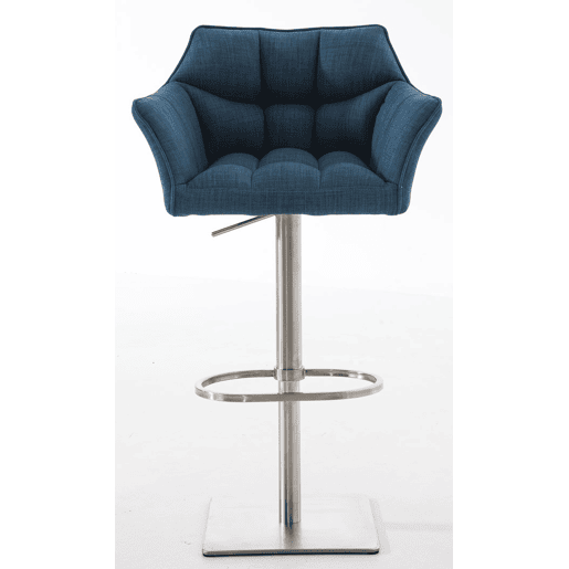 Juego de 2 taburetes de bar Damaso con tapizado de tela Azul 45X64X88 cm