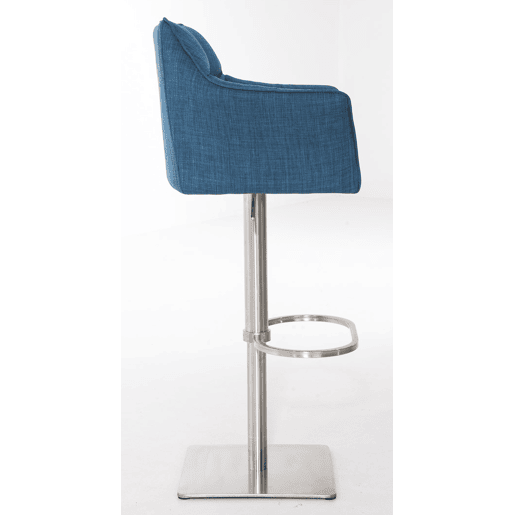 Juego de 2 taburetes de bar Damaso con tapizado de tela Azul 45X64X88 cm