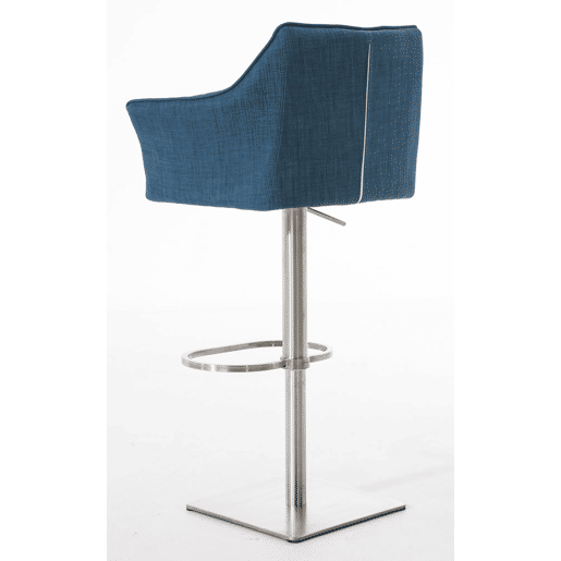 Juego de 2 taburetes de bar Damaso con tapizado de tela Azul 45X64X88 cm