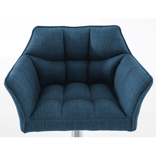 Juego de 2 taburetes de bar Damaso con tapizado de tela Azul 45X64X88 cm