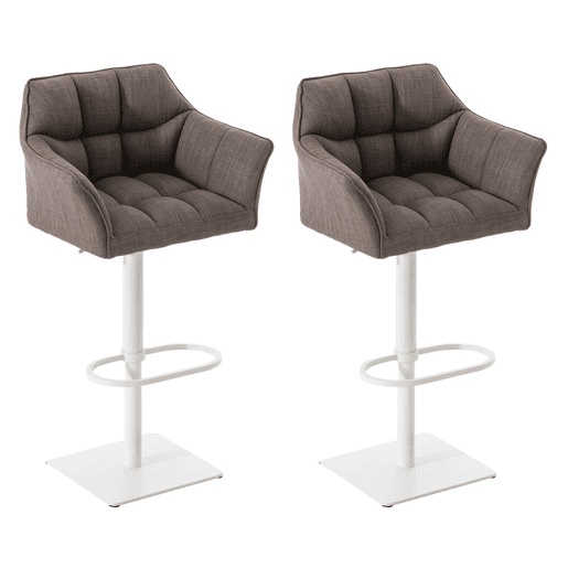 Juego de 2 taburetes de bar Damaso con tapizado de tela Gris 45X64X88 cm Juego de 2 taburetes de bar Damaso con tapizado de tela Gris 45X64X88 cm