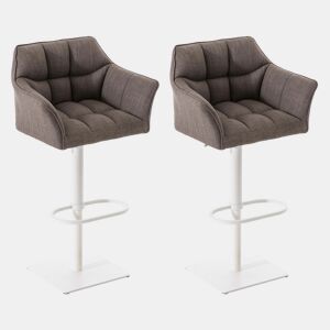 Juego de 2 taburetes de bar Damaso con tapizado de tela Gris 45X64X88 cm