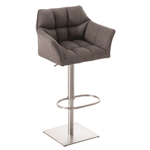 Juego de 2 taburetes de bar Damaso con tapizado de tela Gris 45X64X88 cm
