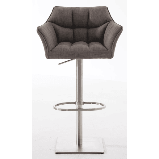 Juego de 2 taburetes de bar Damaso con tapizado de tela Gris 45X64X88 cm