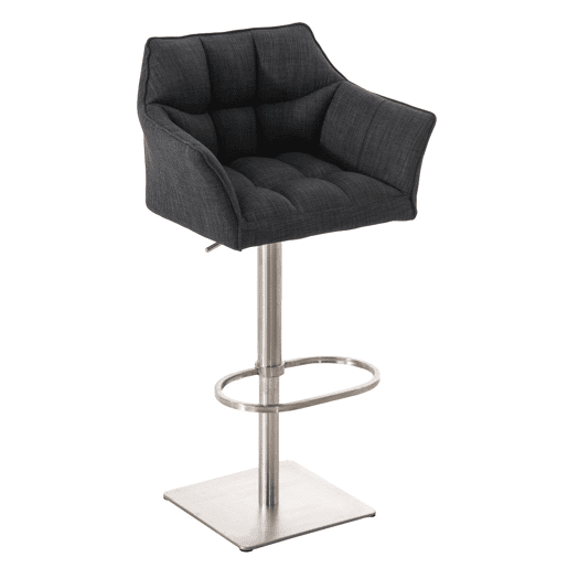 Juego de 2 taburetes de bar Damaso con tapizado de tela Gris oscuro 45X64X88 cm