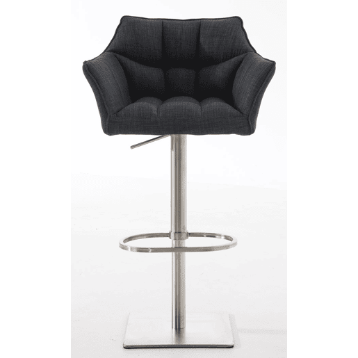 Juego de 2 taburetes de bar Damaso con tapizado de tela Gris oscuro 45X64X88 cm