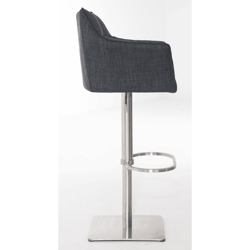 Juego de 2 taburetes de bar Damaso con tapizado de tela Gris oscuro 45X64X88 cm