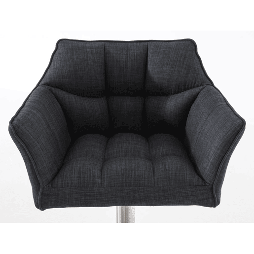 Juego de 2 taburetes de bar Damaso con tapizado de tela Gris oscuro 45X64X88 cm