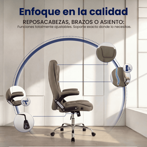 Silla de Oficina Thor de Tela Gris topo 78X69.5X113 cm