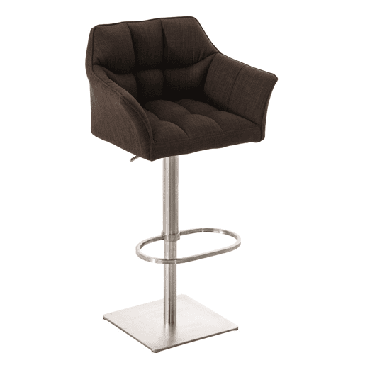 Juego de 2 taburetes de bar Damaso con tapizado de tela Marrón 45X64X88 cm