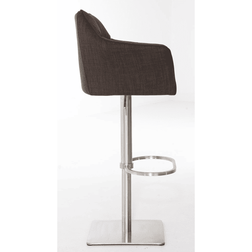 Juego de 2 taburetes de bar Damaso con tapizado de tela Marrón 45X64X88 cm