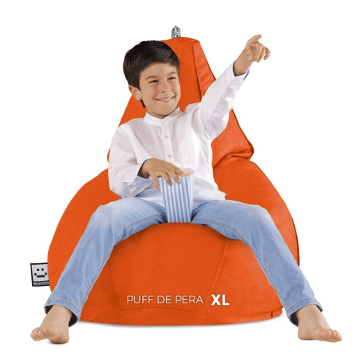 Puff Pêra Couro ecológico Laranja XL HAPPERS