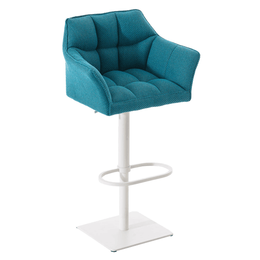 Juego de 2 taburetes de bar Damaso con tapizado de tela Turquesa 45X64X88 cm