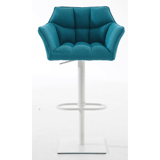 Juego de 2 taburetes de bar Damaso con tapizado de tela Turquesa 45X64X88 cm